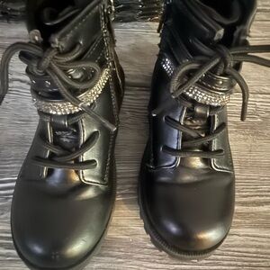 Mix No. 6 Black Kids Boots with Silver Accents